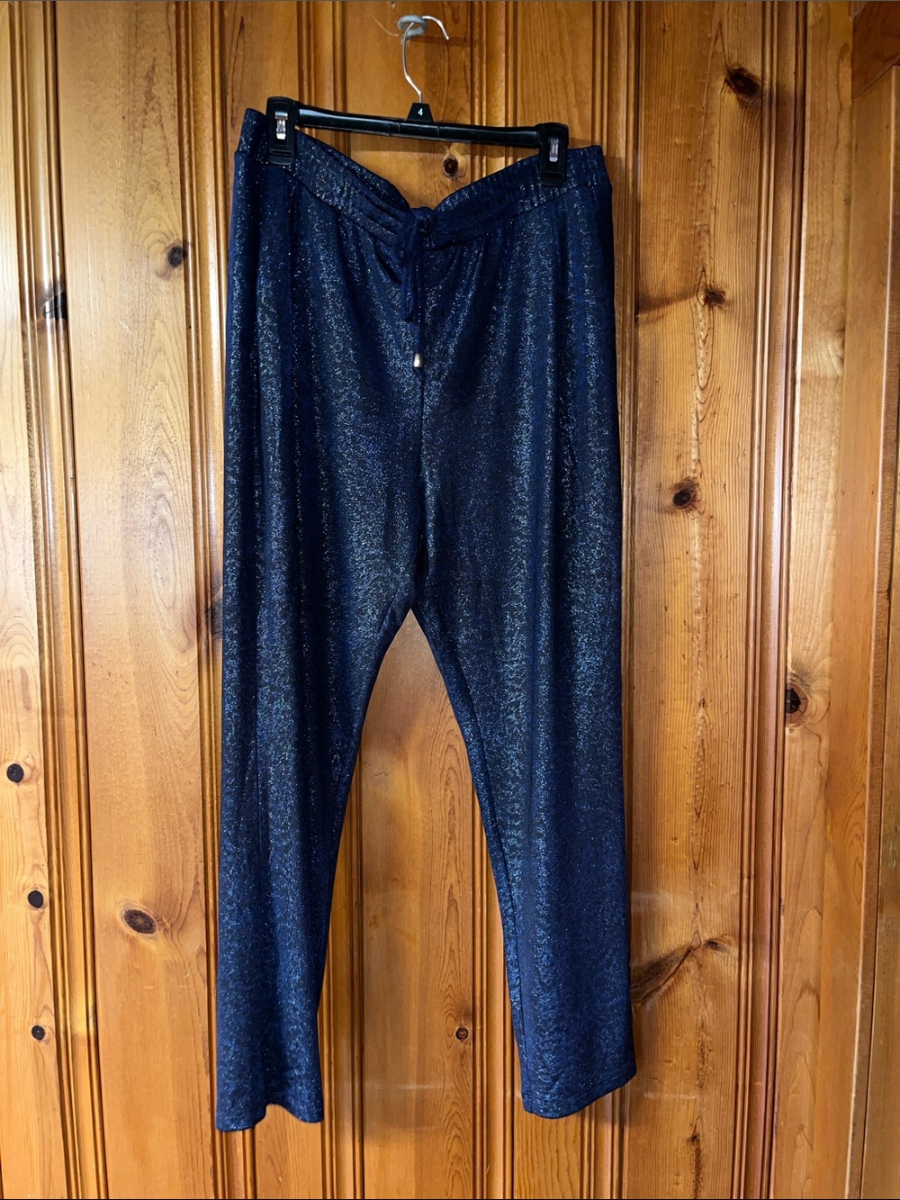 Jennifer Lopez Metallic Navy Jogger Pants